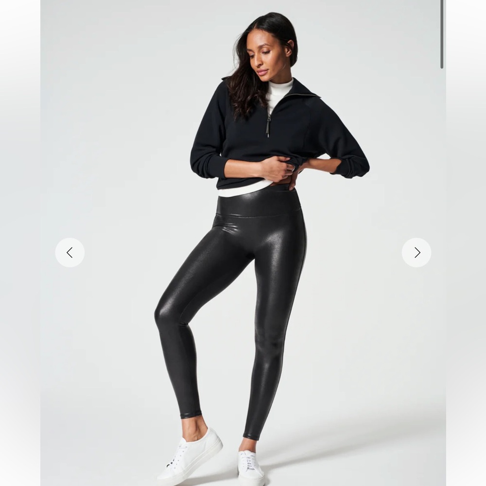 NWT SPANX Charcoal Black Faux Leather Leggings